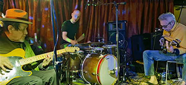 joe baiza, chris corsano + mike watt (l to r) on dec 21, 2023